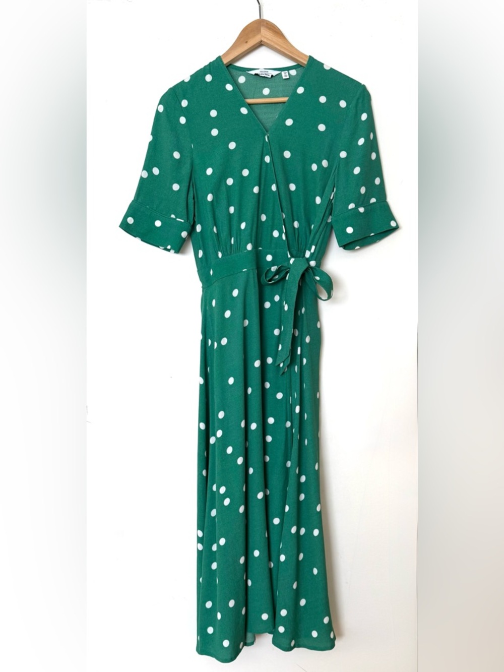 & other stories Women Green Polka Dot Tie-Waist Maxi Dress
